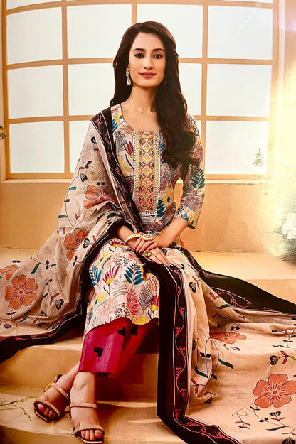 Elegant Embroidery Dupatta Suit | High Quality