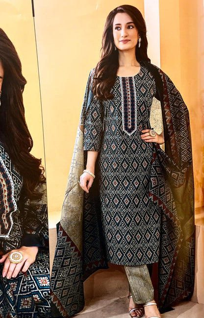 Premium Embroidery Dupatta Suit | High Quality Cotton fabric