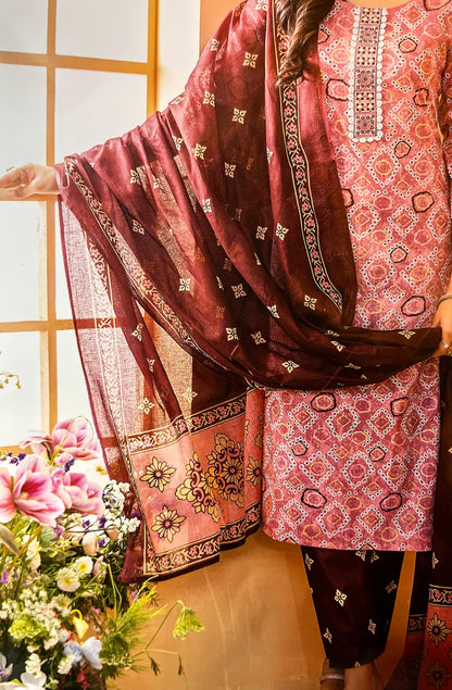 Royal multi-color Embroidery Dupatta Suit | High Quality